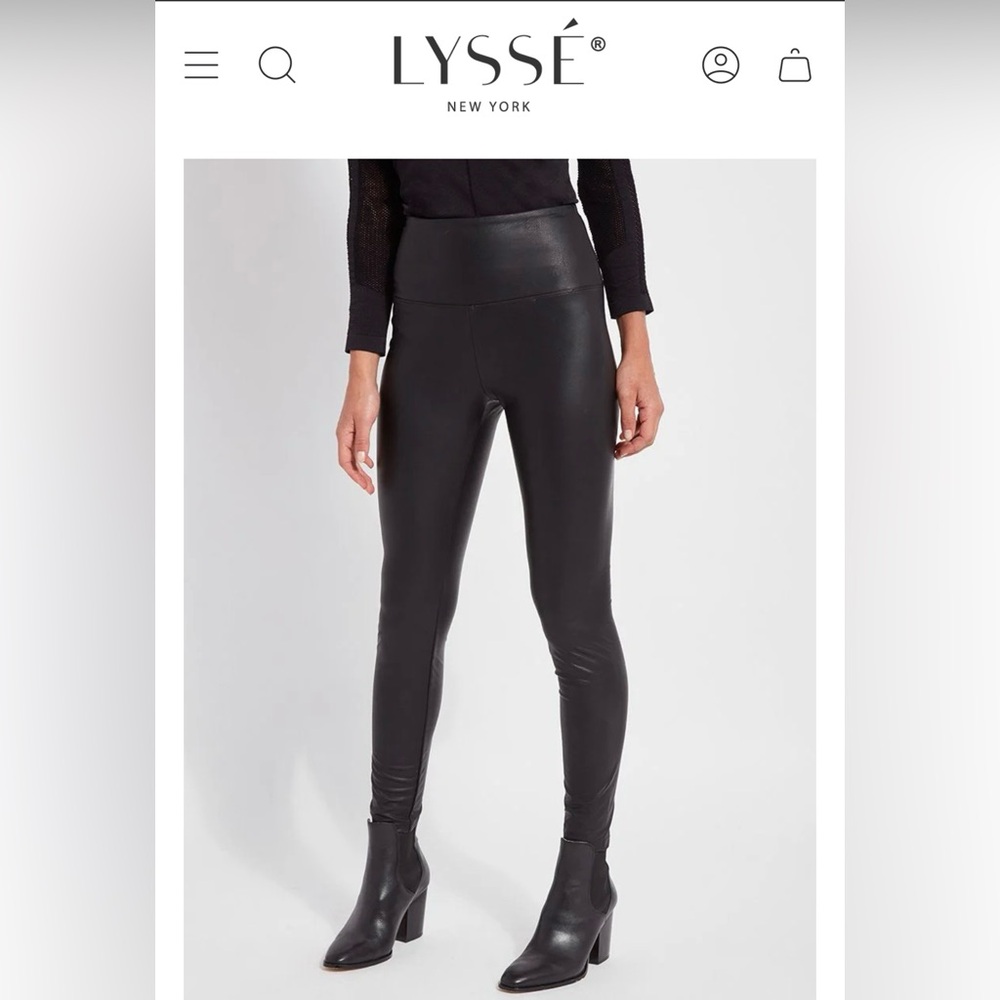 Lysse Black Vegan Leather Leggings size Medium